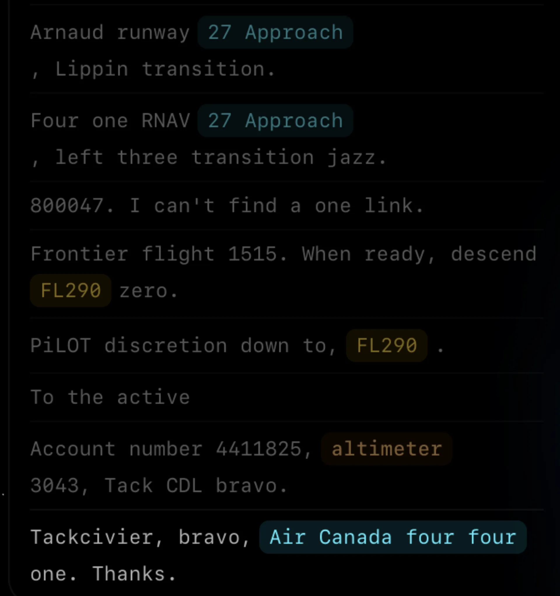 VATRadio — Approach and frequency callout transcription